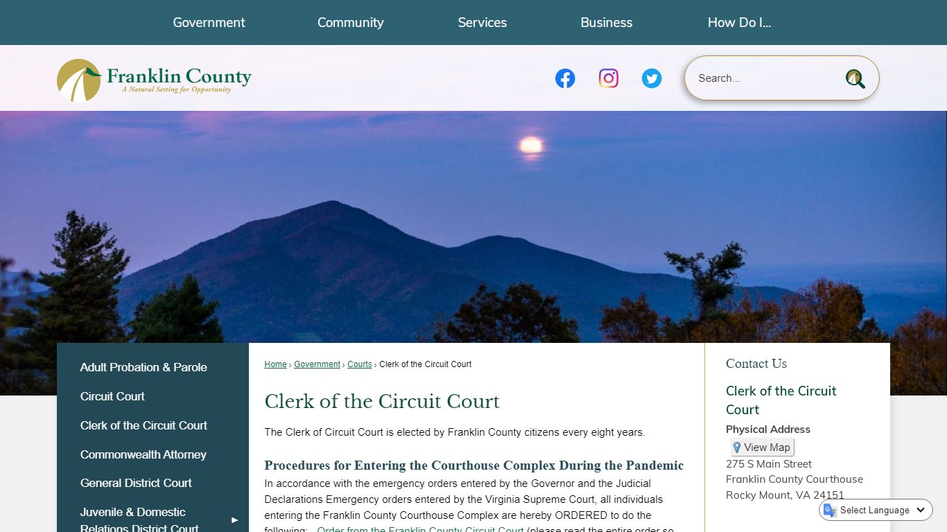 Clerk of the Circuit Court | Franklin County, VA